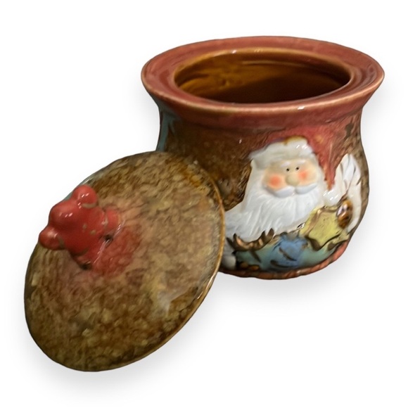 Santa Sugar Bowl‎ Gingerbread Man Lid Handle Greenbrier International Pottery - Picture 4 of 6